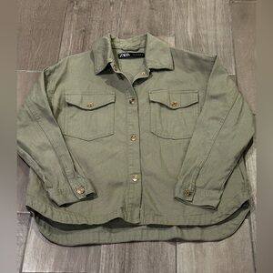 Zara Green Utility Jacket for Women Size Medium